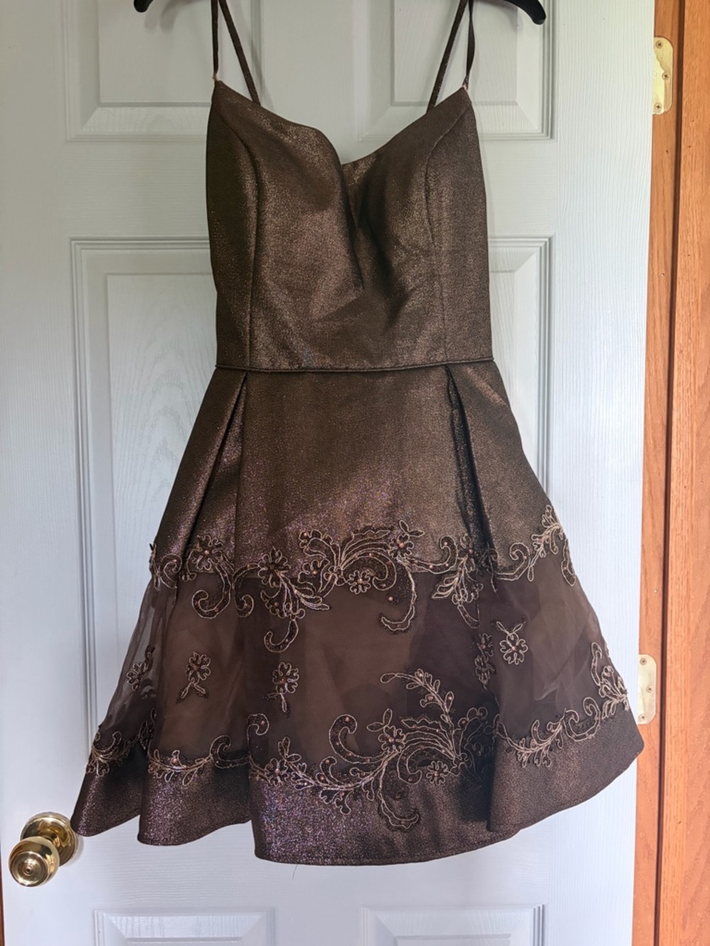 Ellie Wilde Taupe Satin Prom Dress - Ellie Wilde